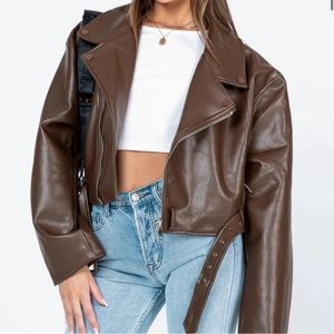 Brown Vegan Leather Jacket / US 2 / Women’s / Lioness